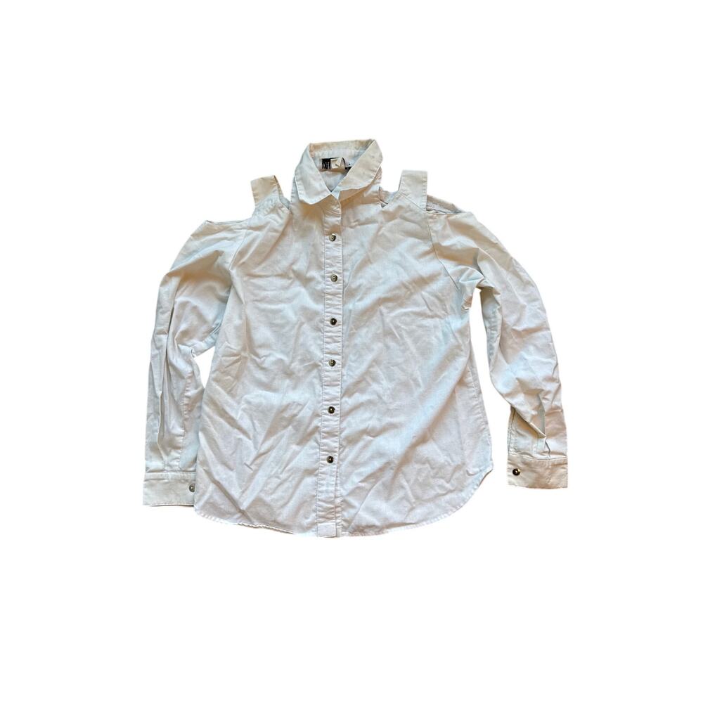 Vintage Wanda D Ivory Button Down Shirt Women’s 100% Cotton Y2K Utility